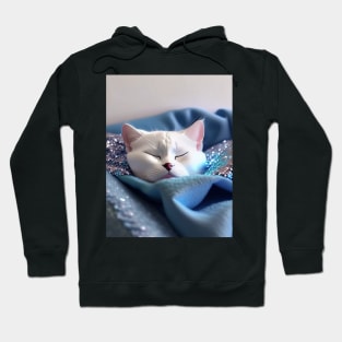 Sleepy White British Shorthair Cat Hoodie